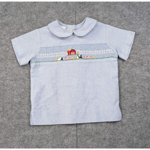 Amanda Remembered Smocked Top Kids Baby 3 Retro Farm Animal Vintage Peter Pan